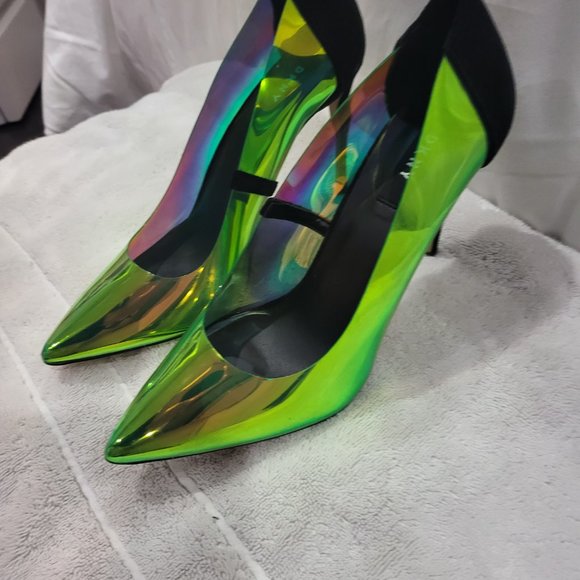 DKNY Green Irridescent Clear Heels - Picture 3 of 7